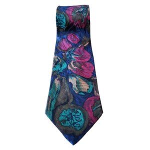 Vintage Hyde Park Silk Tie Bold Abstract Floral Print 100% Silk Made in Canada